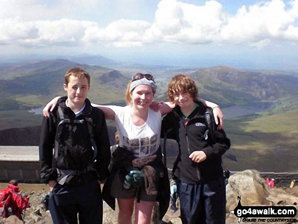 Walk gw126 Snowdon via The Llanberis Path - My boys and I on the summit of Snowdon (Yr Wyddfa)