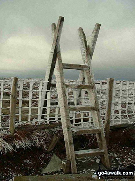 Walk n119 The Cheviot and Cairn Hill from Harthope Burn Velley - Icy stile on The Cheviot