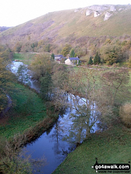 Walk d335 Longstone Edge from Great Longstone - The River Wye from Monsal Head Viaduct