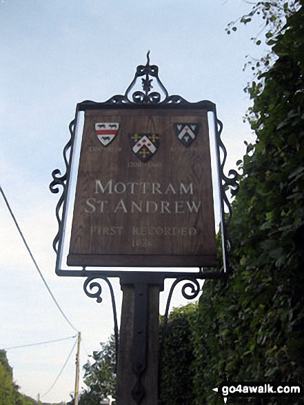 Walk ch140 Mottram Hall from Mottram St Andrew - Village sign in Mottram St Andrew