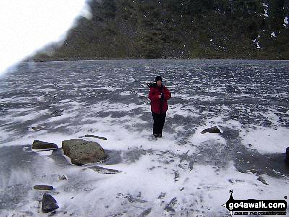 Walk c220 Helvellyn via Striding Edge from Glenridding - Red Tarn (Helvellyn) frozen solid