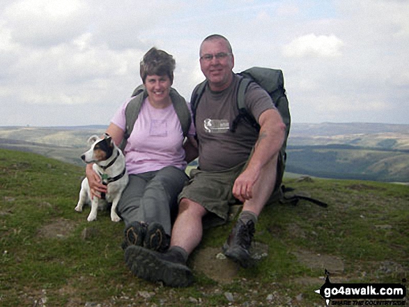 Walk d224 Lose Hill from Edale - Me, my Wife and Billy the dog after a 12k hike to the summit of Lose Hill (Ward's Piece)