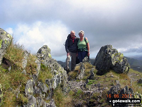 Walk gw173 Cnicht, Moel-yr-hydd, Moelwyn Mawr and Moelwyn Bach from Croesor - Terry and Carole on the summit of Cnicht