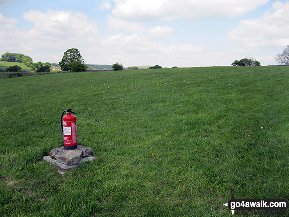 Walk s134 The Manifold Way, Wettonmill, Sugarloaf and Ecton Hill from Hulme End - Fire Extinguisher in an empty field at Hulme End Campsite