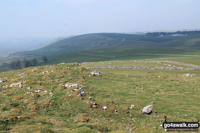 Looking north-west towards Pilsbury Castle Hills from the summit of Carder Low