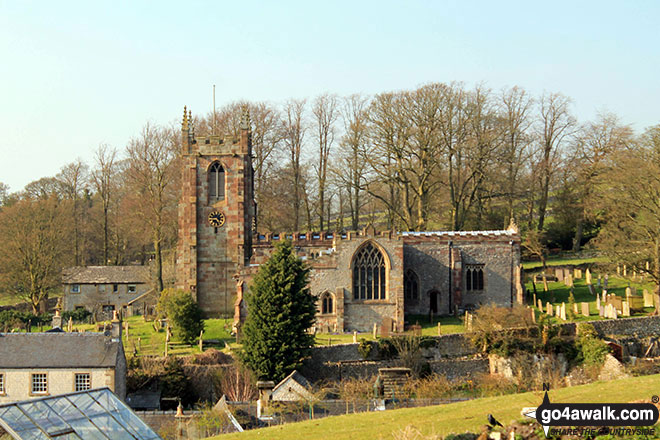 Walk d329 Pilsbury Castle Hills and Carder Low from Hartington - St Giles' Church, Hartington