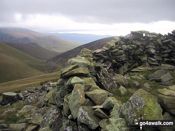 Walk c127 Great Sca Fell and Knott from Over Water - The stone wind shelter on Meal Fell