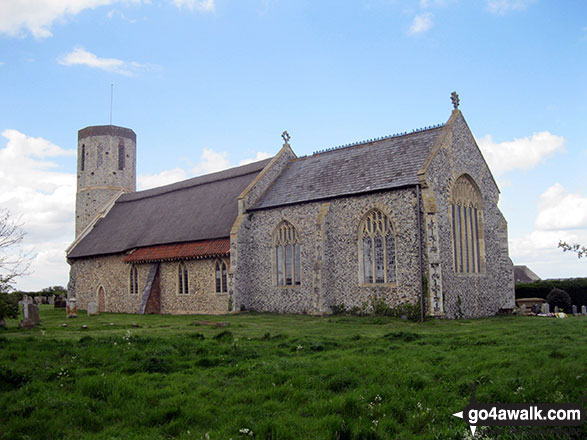 Walk nf145 Horsey from Winterton-on-Sea - St Mary Church, West Somerton