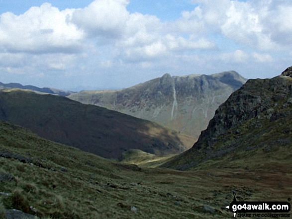 Walk c425 The Oxendale Fells from The Old Dungeon Ghyll, Great Langdale - The Langdale Pikes from near Red Tarn (Langdale)