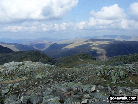 Walk c129 Crinkle Crags and Bow Fell from The Old Dungeon Ghyll, Great Langdale - Bow Fell (Bowfell) and Shelter Crags from Crinkle Crags (Long Top)