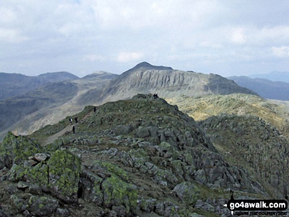 Walk c129 Crinkle Crags and Bow Fell from The Old Dungeon Ghyll, Great Langdale - Bow Fell (Bowfell) and Shelter Crags from Crinkle Crags (Gunson Knott)