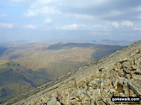 Walk c371 Esk Pike and Bow Fell (Bowfell) from The Old Dungeon Ghyll, Great Langdale - Bow Fell (Bowfell)'s Great Slab