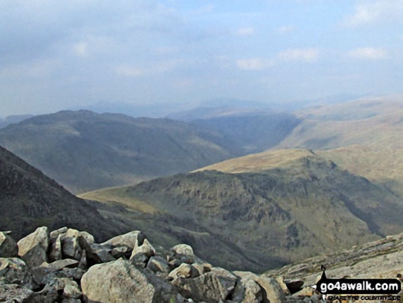 Rossett Pike and Black Crags from the top of Great Slab below Bow Fell (Bowfell)