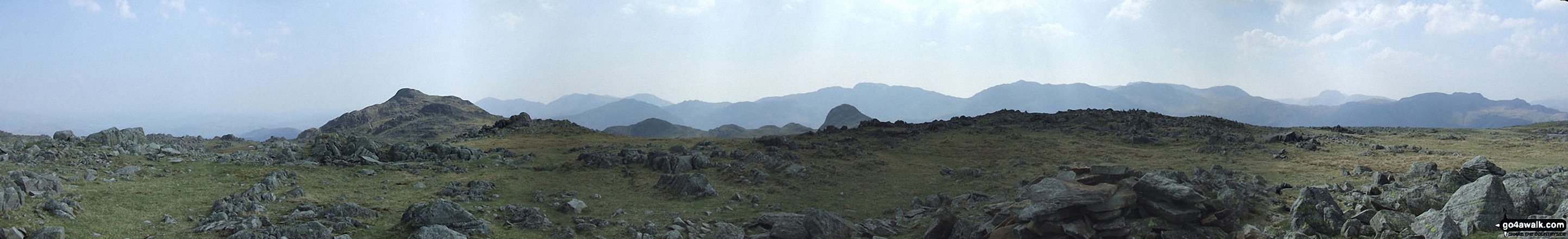 Walk c208 Harrison Stickle and High Raise from The New Dungeon Ghyll, Great Langdale - *Harrison Stickle (left) and Pike of Stickle (right) and the Langdale Pikes Plateau from Thunacar Knott