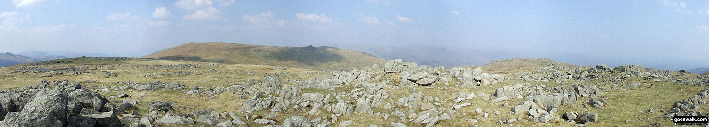 Walk c428 The Langdale Pikes, High Raise and The Easedale Fells  from Grasmere - *High Raise (Langdale) and Seargent Man (dark pimple left of centre) and Codale Head from Thunacar Knott