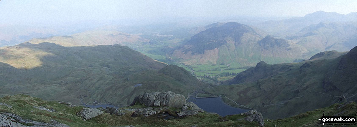 *Stickle Tarn with Great Langdale and Lingmoor beyond from Pavey Ark Summit (Langdale Pikes)