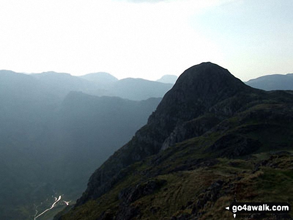 Walk c208 Harrison Stickle and High Raise from The New Dungeon Ghyll, Great Langdale - Pike of Stickle from Loft Crag (The Langdale Pikes)