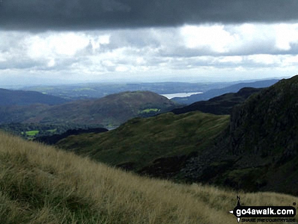 Loughrigg Fell with Windermere beyond from between Steel Fell (Dead Pike) and Calf Crag 