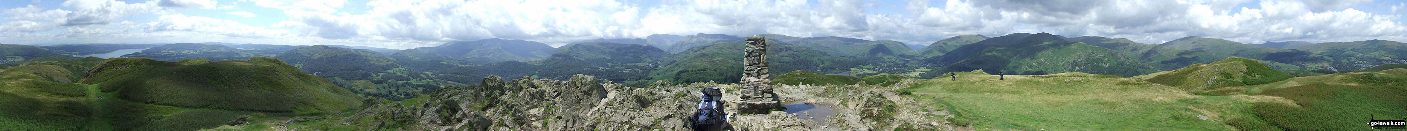 Walk c274 Loughrigg Fell from Elterwater - *360° Panoroma from the summit of Loughrigg Fell