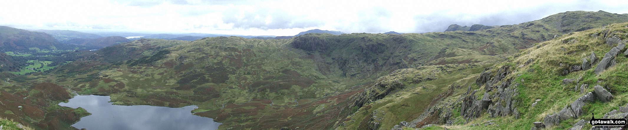 Grasmere, Easedale Tarn and Blea Rigg from Tarn Crag summit