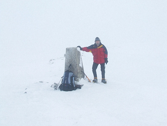 Walk c362 Branstree and High Street from Mardale Head - Me on the summit of High Street in the snow