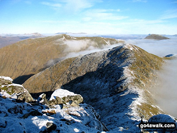 Walk ab104 Stob Diamh and Ben Cruachan from Falls of Cruachan - Stob Diamh and Stob Garbh from Sron an Isean - on the Dalmally Horseshoe