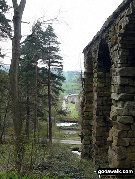 Walk d167 Chatsworth Park from Chatsworth House - Chatsworth House from the Stand Wood Ornamental Waterfall, Chatsworth Park