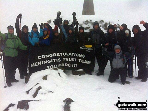 Walk h100 Ben Nevis via The Tourist Path from Achintee, Fort William - Me and my Meningitis Trust friends at the top of Ben Nevis