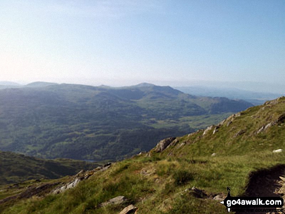 Nantgwynant with Ysgafell Wen and Cnicht on the horizon from the summit of Y Lliwedd 