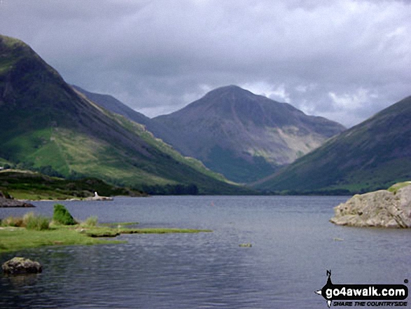 Walk c172 Scafell Pike via The Corridor Route from Wasdale Head, Wast Water - Yewbarrow and Great Gable from Wast Water, Wasdale