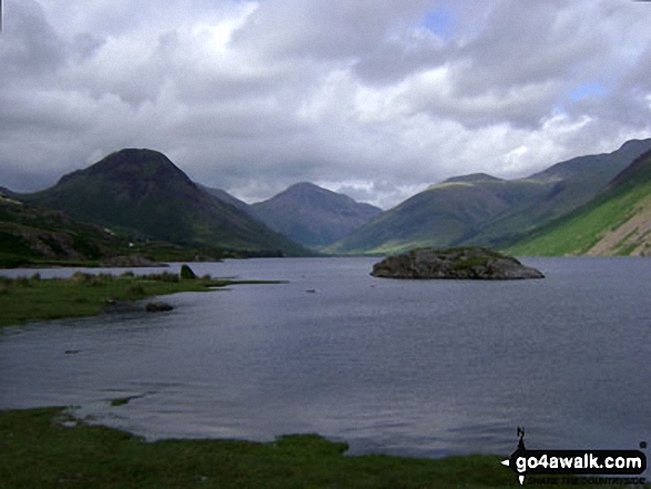 Walk c271 The Scafell Massif from Wasdale Head, Wast Water - Yewbarrow Great Gable, Lingmell and Scafell Pike from Wast Water, Wasdale