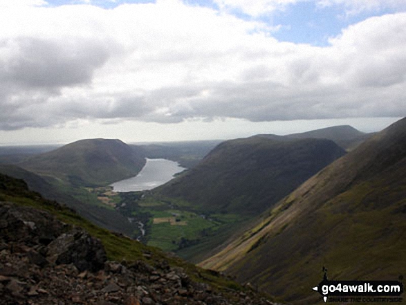 Walk c338 Great Gable and Kirk Fell from Honister Hause - Wast Water from Great Gable