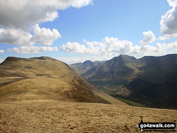 Walk c287 The High Stile Ridge and Hay Stacks from Buttermere - Red Pike (Buttermere) summit from Lingcomb Edge with Pillar prominent across Ennerdale