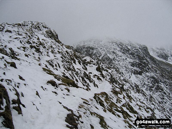 Walk c220 Helvellyn via Striding Edge from Glenridding - On Striding Edge in the Snow