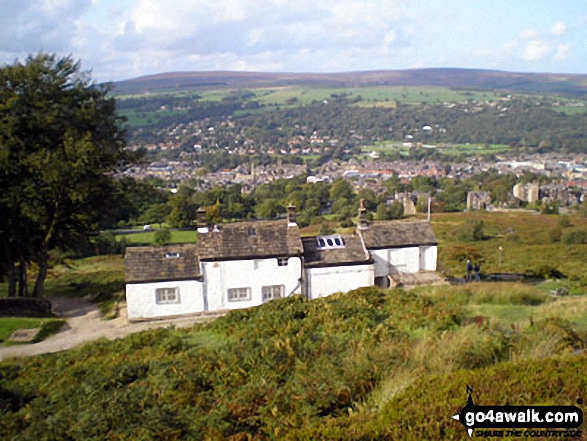 Walk wy102 West Buck Stones and Rombalds Moor (Ilkley Moor) from Ilkley - White Wells Farm and Ilkley from Rombalds Moor (Ilkley Moor)