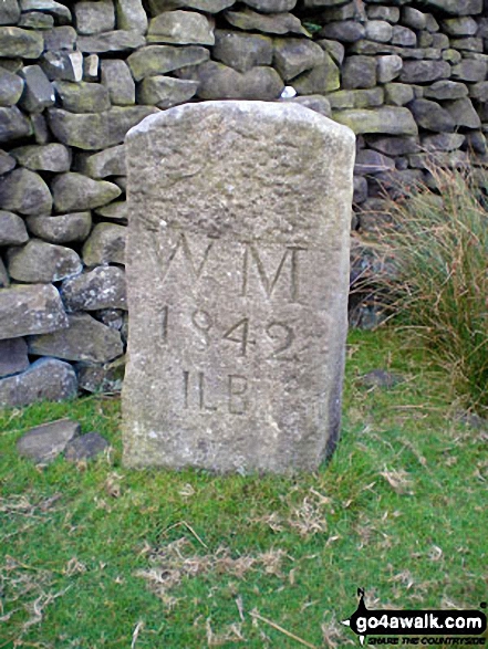 Walk wy102 West Buck Stones and Rombalds Moor (Ilkley Moor) from Ilkley - Another Boundary Stone on High Moor