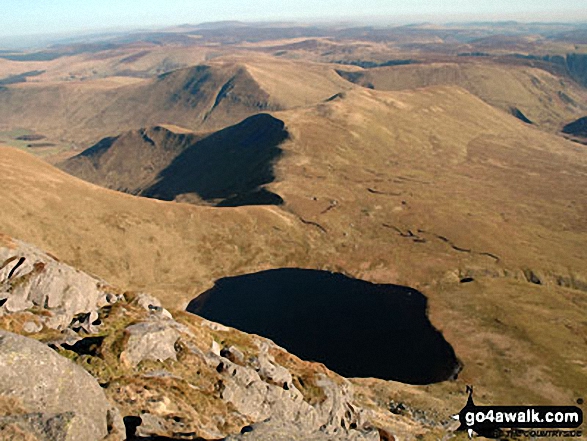 View fhe summit of Aran Fawddwy looking North-East over Creiglyn Dyfi towards the Berwyns 