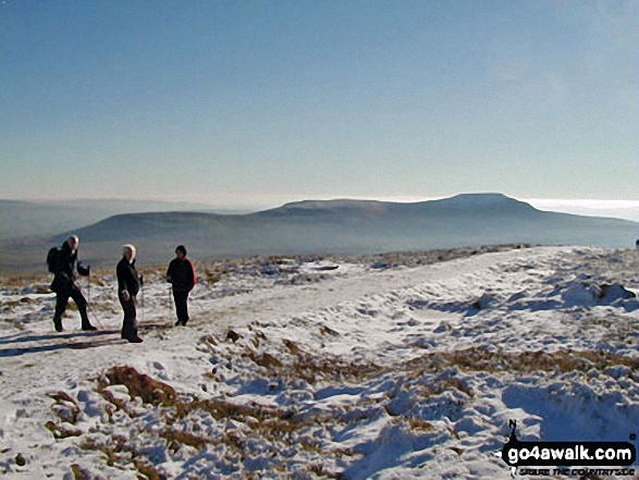 Park Fell (left), Simon Fell and Ingleborough (right) from the summit of Whernside while doing the Yorkshire Three Peaks Challenge Walk in the snow