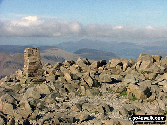 Walk c172 Scafell Pike via The Corridor Route from Wasdale Head, Wast Water - The summit of Scafell Pike