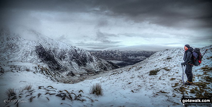 Snow on Bwlch Cwm Llan between Snowdon (Yr Wyddfa) and Yr Aran 