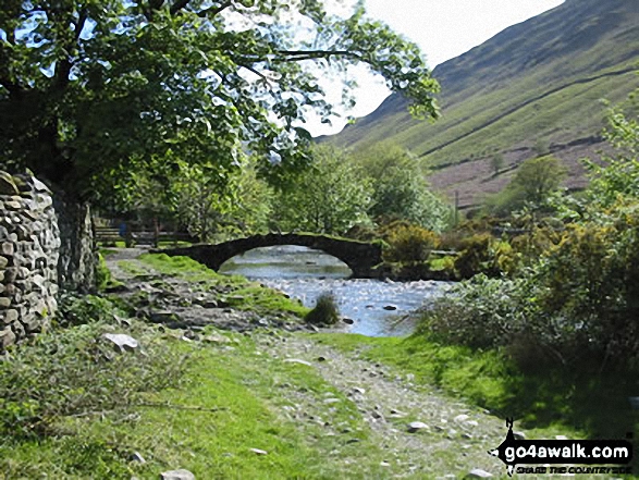 Walk c343 Pillar and Red Pike from Wasdale Head, Wast Water - Packhorse Bridge over Mosedale Beck, Wasdale Head, Wast Water