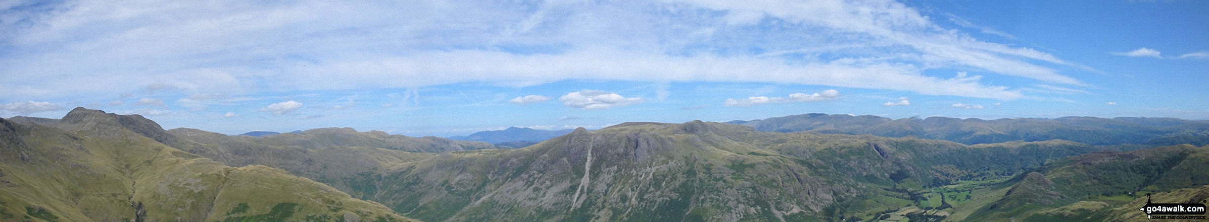 Walk c298 Pike of Blisco (Pike o' Blisco) and Wrynose Pass from The Old Dungeon Ghyll, Great Langdale - *Bow Fell (Bowfell), Rosett Pike and The Langdale Pikes from Pike of Blisco (Pike o' Blisco)