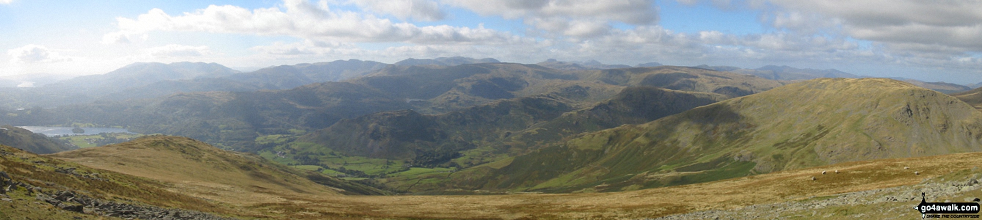 Walk c358 Seat Sandal, Fairfield and Heron Pike from Grasmere - *The Old Man of Coniston (left) and The Scafell Massif from Fairfield