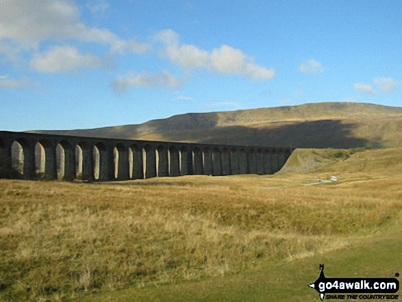 Walk ny321 The Yorkshire Three Peaks Challenge as a 2 day walk - Day 1 from Horton in Ribblesdale (New 2013 Route) - Ribblehead Viaduct with Whernside beyond