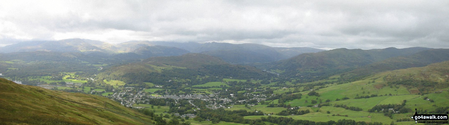 Walk c412 Wansfell Pike and Baystones (Wansfell) from Ambleside - *Ambleside from the upper slopes of Baystones (Wansfell)