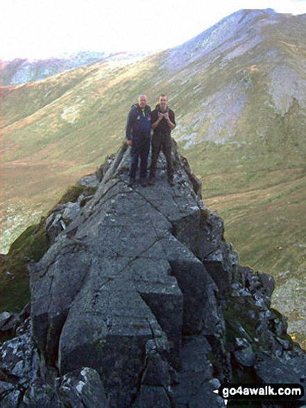 Walk cw113 Pen Yr Ole Wen, Carnedd Dafydd, Carnedd Llewelyn and Pen Yr Helgi Du from Glan Dena, Llyn Ogwen - Rob and Fraser on the 'Xmas Tree' Llech Ddu Spur, Carnedd Dafydd