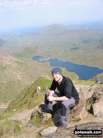 Walk gw105 Snowdon via The Watkin Path from Nantgwynant - On Snowdon (Yr Wyddfa) with Llyn Llydaw beyond