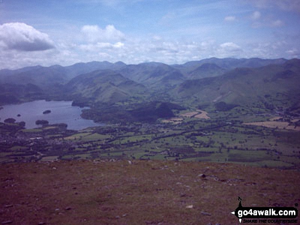 Walk c321 Skiddaw and Lonscale Fell from Millbeck, nr Keswick - Keswick, Derwent Water and the North Western Fells from Skiddaw