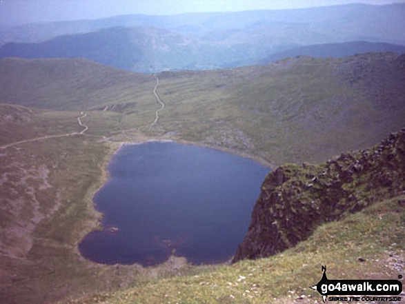 Walk c220 Helvellyn via Striding Edge from Glenridding - Red Tarn from Helvellyn