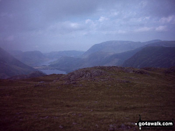 Walk c442 Great Gable and Green Gable from Honister Hause - Buttermere and Crummock Water from Moses' Trod below Brandreth